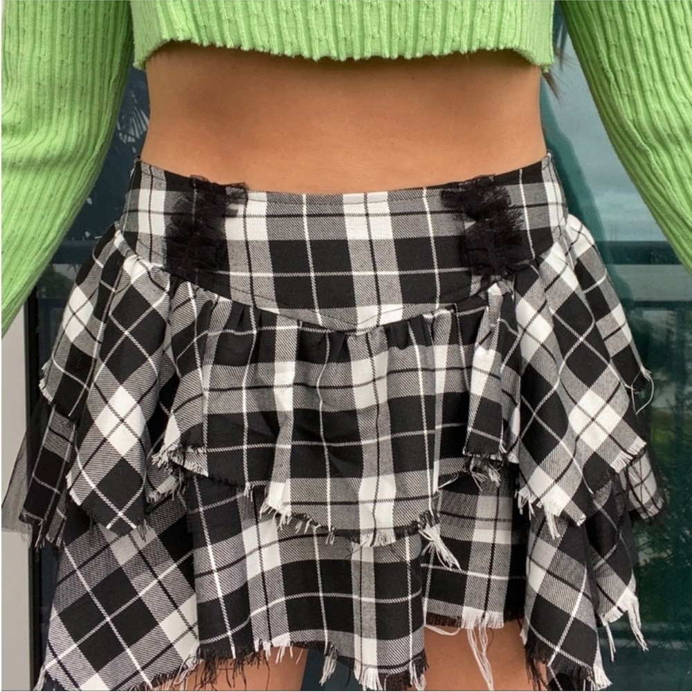 Hot Topic Black White Plaid Mini Skirt M